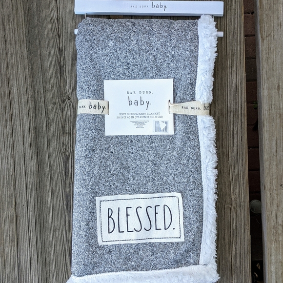 Rae Dunn Other Rae Dunn Knit Sherpa Baby Blanket Nwt Poshmark